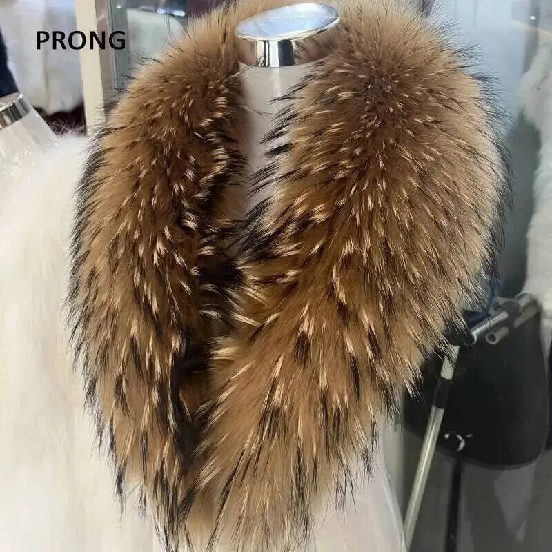 Shawl Wrap Winter - Doğal rakun kürk yaka gerçek kürk