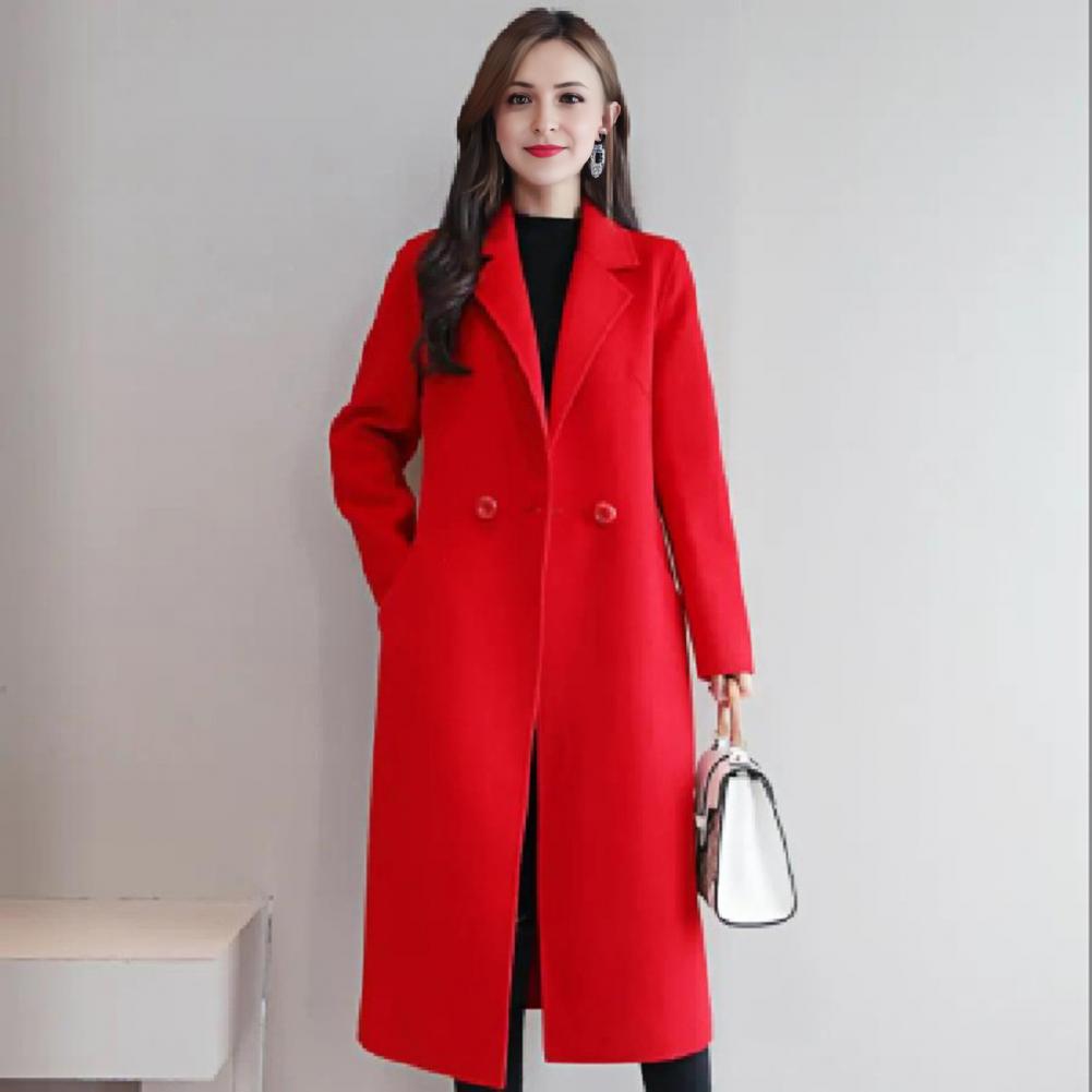 Kadın Yün Ceket Tek Renk Uzun  - Wool Coat Peacoat incelemesi ve fiyatı