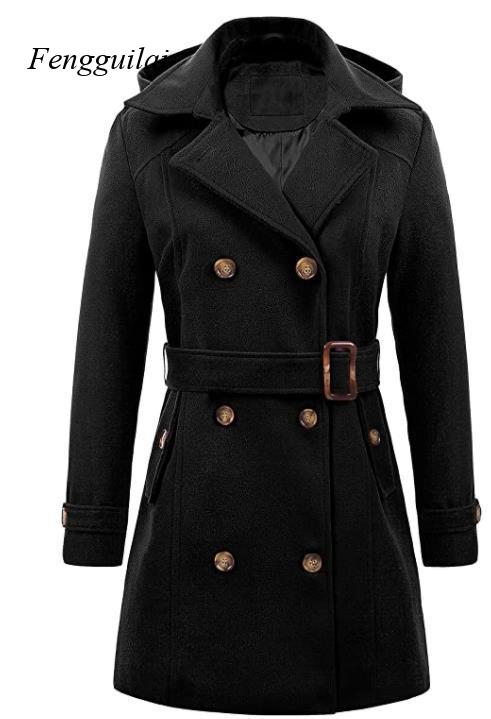 Kadın Siyah Kapüşonlu Kruvaze  - Wool Coat Peacoat incelemesi ve fiyatı
